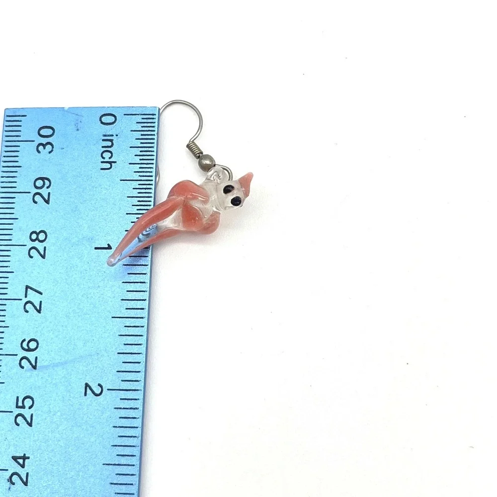 Cockatoo‎ Parrot Bird Clear Art Glass Figural Dangle Earrings Jewelry